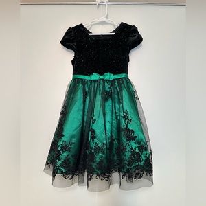 Jona Michelle Black and Green Floral Dress
